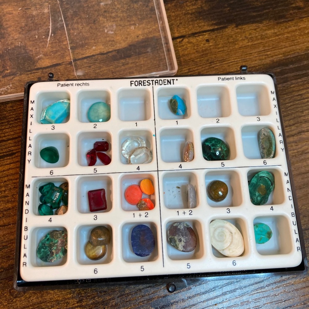 Vintage Forestadent‎ Dental Case with Mixed Gemstones Turquoise Malachite Lapis